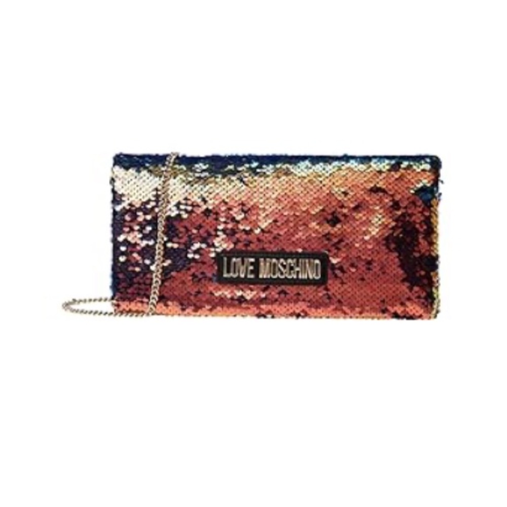 Love Moschino Sequin Clutch in Rose Gold